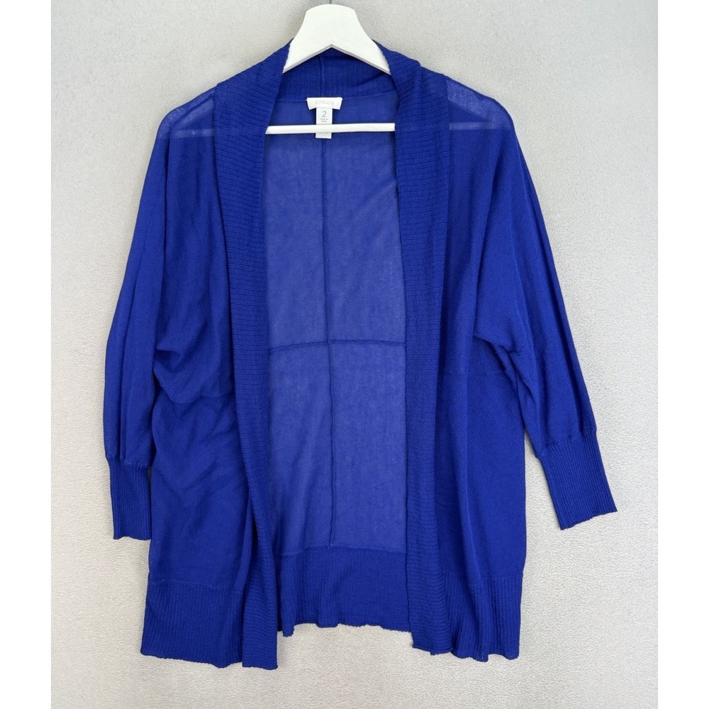 Catherines Women's Sz 2 (L) Blue‎ Nylon Blend Lightweight Sheer Open Cardigan